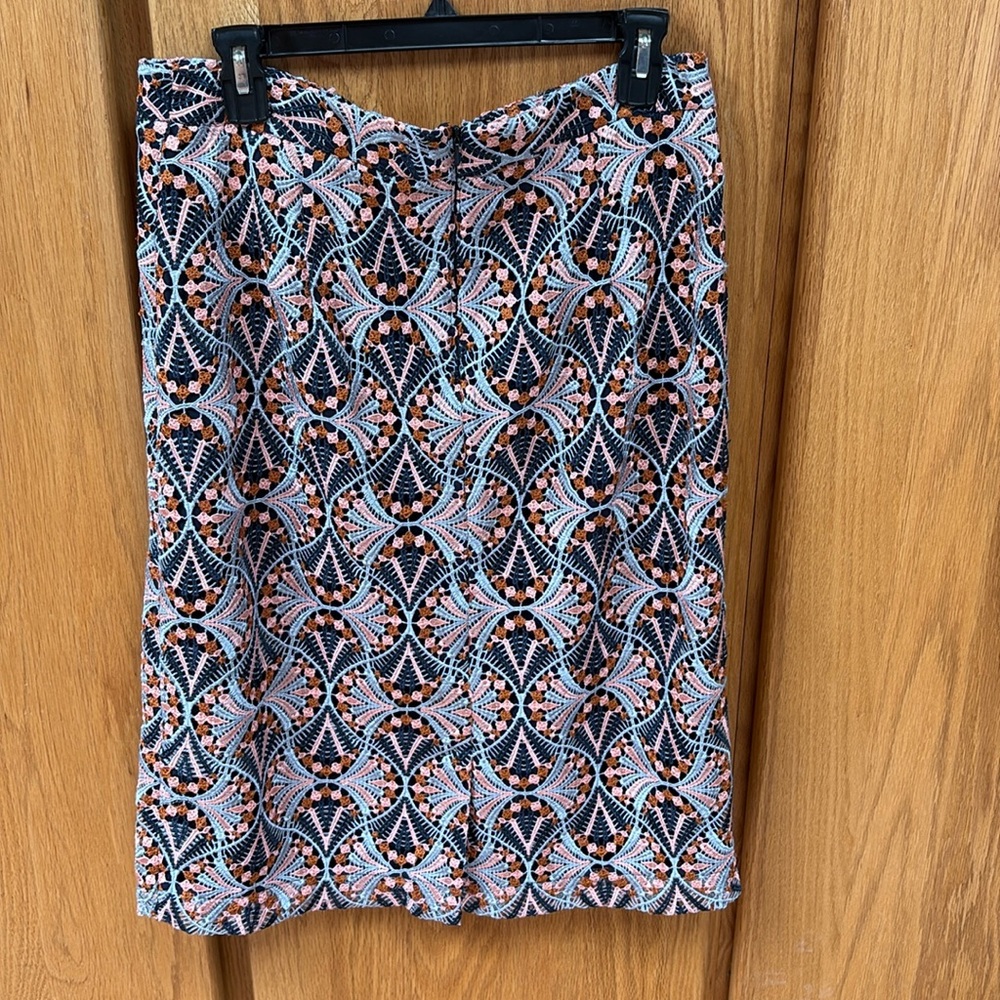 Anthropologie Moulinette Soeurs Svetla Pink Navy Lace Pencil Skirt 12 - Picture 5 of 8